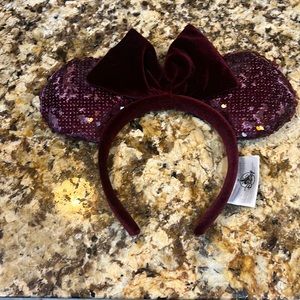 Wine Velvet and Sequin Disney Minnie Ears